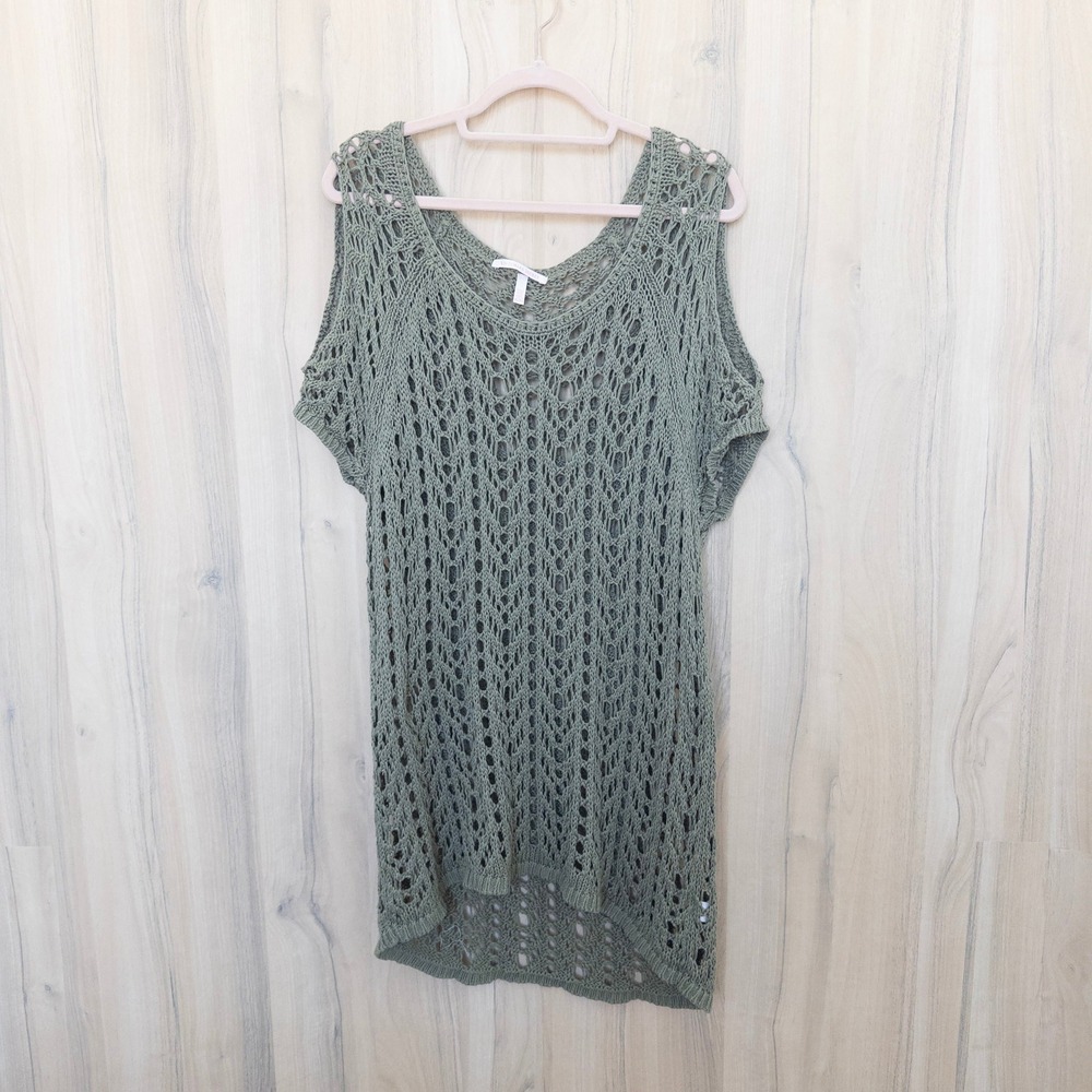 Victoria's Secret Women Crochet Cover Up XL Green Beachy Boho Coastal Earthy